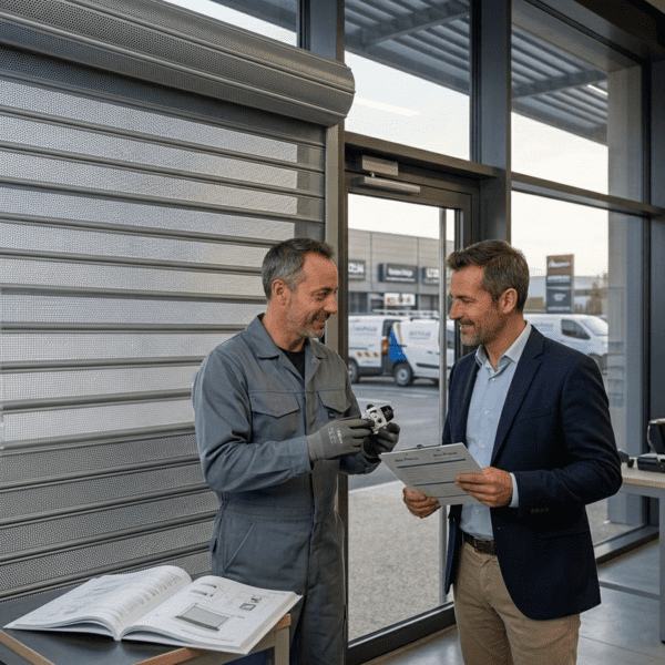 Spécialiste rideaux Métalliques Professionnels AIX-PRESS donnant des conseils d'entretien